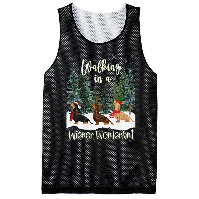 Walking In A Wiener Wonderland Dachshund Trio Mesh Reversible Basketball Jersey Tank