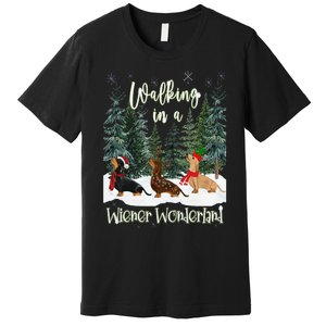 Walking In A Wiener Wonderland Dachshund Trio Premium T-Shirt