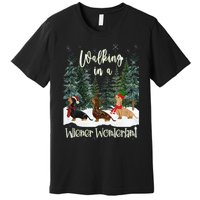 Walking In A Wiener Wonderland Dachshund Trio Premium T-Shirt