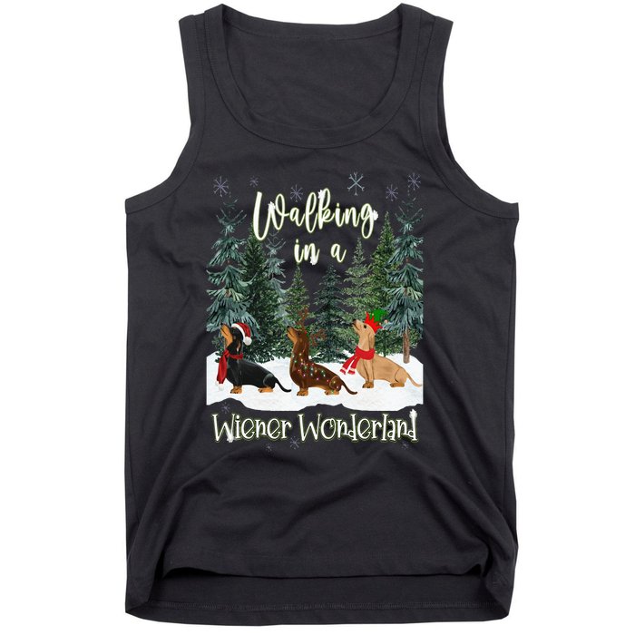 Walking In A Wiener Wonderland Dachshund Trio Tank Top