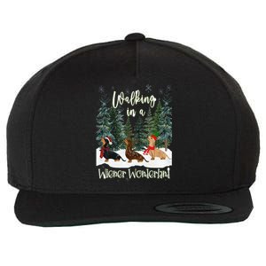 Walking In A Wiener Wonderland Dachshund Trio Wool Snapback Cap