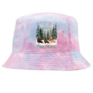 Walking In A Wiener Wonderland Dachshund Trio Tie-Dyed Bucket Hat