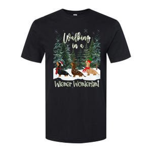 Walking In A Wiener Wonderland Dachshund Trio Softstyle CVC T-Shirt