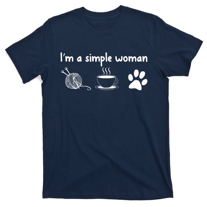 Womens Im A Simple Woman Knitting Gift For Knitters Christmas Gift T-Shirt