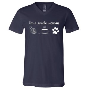 Womens Im A Simple Woman Knitting Gift For Knitters Christmas Gift V-Neck T-Shirt