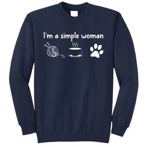 Womens Im A Simple Woman Knitting Gift For Knitters Christmas Gift Tall Sweatshirt