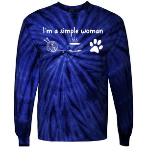 Womens Im A Simple Woman Knitting Gift For Knitters Christmas Gift Tie-Dye Long Sleeve Shirt