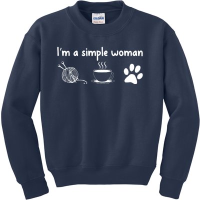 Womens Im A Simple Woman Knitting Gift For Knitters Christmas Gift Kids Sweatshirt