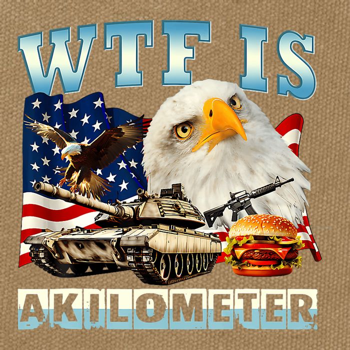 Wtf Is A Kilometer Eagle Badge American Funny 4th Of July Cotton Canvas Backpack