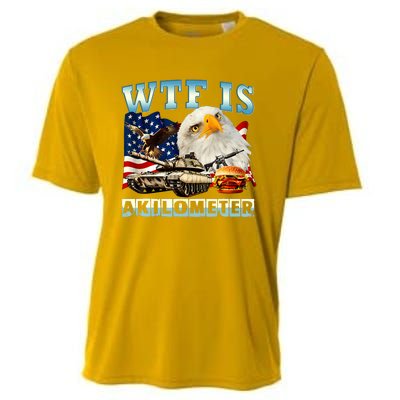 Wtf Is A Kilometer Eagle Badge American Funny 4th Of July Cooling Performance Crew T-Shirt