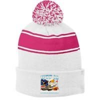 Wtf Is A Kilometer Eagle Badge American Funny 4th Of July Stripe Pom Pom Beanie
