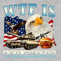 Wtf Is A Kilometer Eagle Badge American Funny 4th Of July Ladies PosiCharge Tri-Blend Wicking Tank