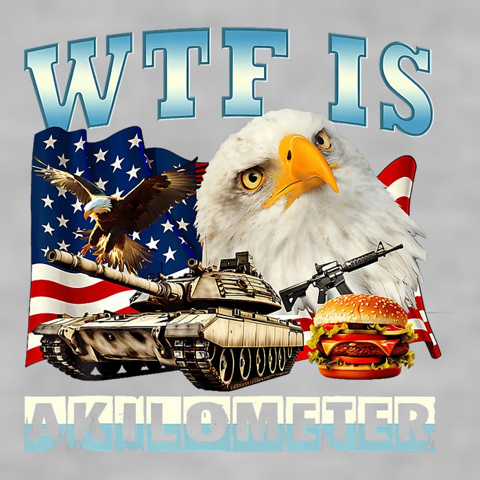 Wtf Is A Kilometer Eagle Badge American Funny 4th Of July Ladies PosiCharge Tri-Blend Wicking Tank