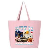 Wtf Is A Kilometer Eagle Badge American Funny 4th Of July 25L Jumbo Tote