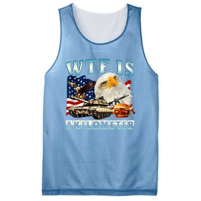 Wtf Is A Kilometer Eagle Badge American Funny 4th Of July Mesh Reversible Basketball Jersey Tank