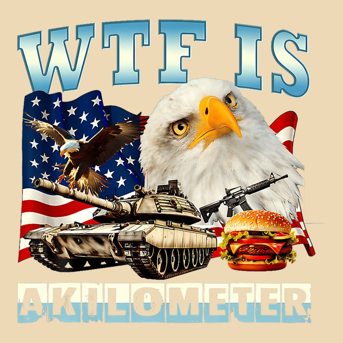 Wtf Is A Kilometer Eagle Badge American Funny 4th Of July Drawstring Bag