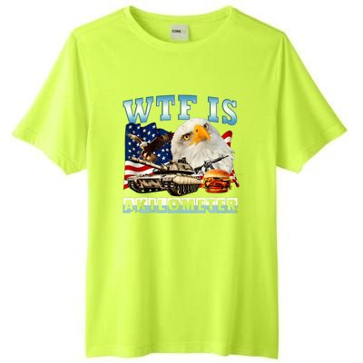 Wtf Is A Kilometer Eagle Badge American Funny 4th Of July Tall Fusion ChromaSoft Performance T-Shirt