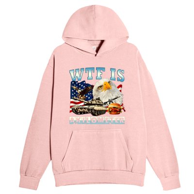 Wtf Is A Kilometer Eagle Badge American Funny 4th Of July Urban Pullover Hoodie