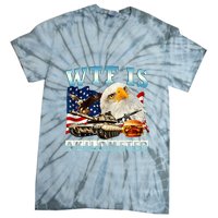 Wtf Is A Kilometer Eagle Badge American Funny 4th Of July Tie-Dye T-Shirt