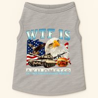 Wtf Is A Kilometer Eagle Badge American Funny 4th Of July Doggie Tank