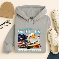 Wtf Is A Kilometer Eagle Badge American Funny 4th Of July Hoodie