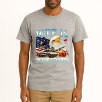 Wtf Is A Kilometer Eagle Badge American Funny 4th Of July Tall T-Shirt