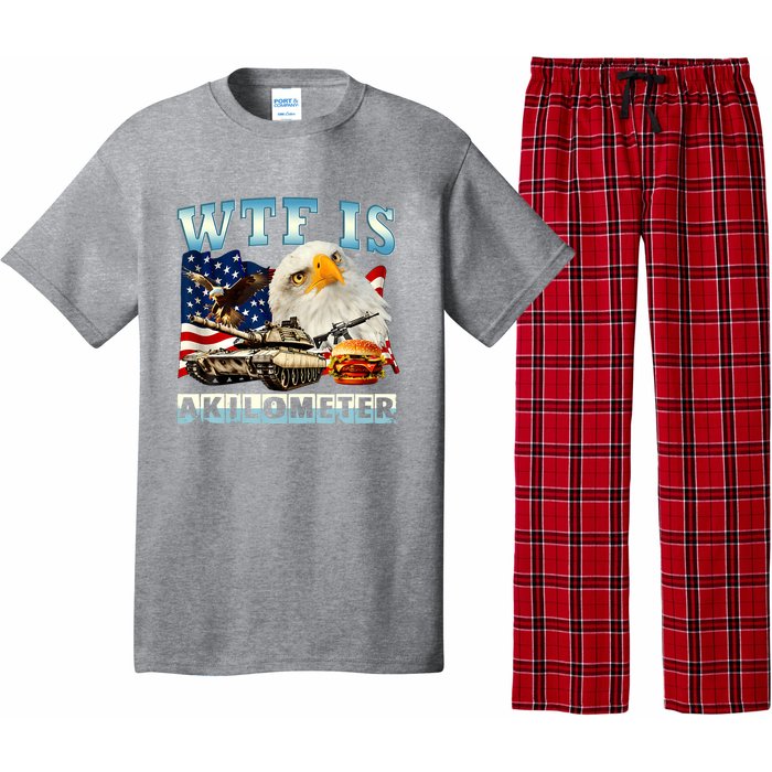 Wtf Is A Kilometer Eagle Badge American Funny 4th Of July Pajama Set