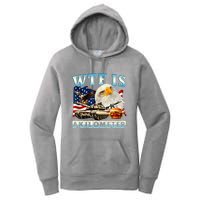 Wtf Is A Kilometer Eagle Badge American Funny 4th Of July Women's Pullover Hoodie
