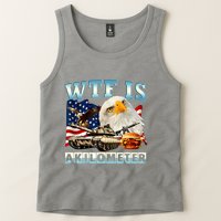 Wtf Is A Kilometer Eagle Badge American Funny 4th Of July Tank Top