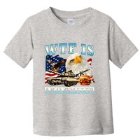 Wtf Is A Kilometer Eagle Badge American Funny 4th Of July Toddler T-Shirt