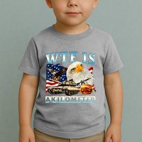 Wtf Is A Kilometer Eagle Badge American Funny 4th Of July Toddler T-Shirt