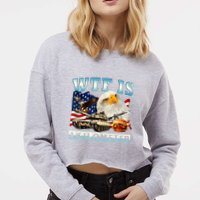 Wtf Is A Kilometer Eagle Badge American Funny 4th Of July Cropped Pullover Crew