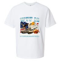 Wtf Is A Kilometer Eagle Badge American Funny 4th Of July Sueded Cloud Jersey T-Shirt