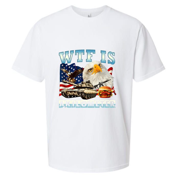 Wtf Is A Kilometer Eagle Badge American Funny 4th Of July Sueded Cloud Jersey T-Shirt