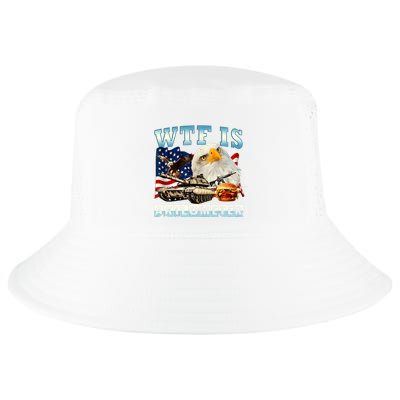 Wtf Is A Kilometer Eagle Badge American Funny 4th Of July Cool Comfort Performance Bucket Hat