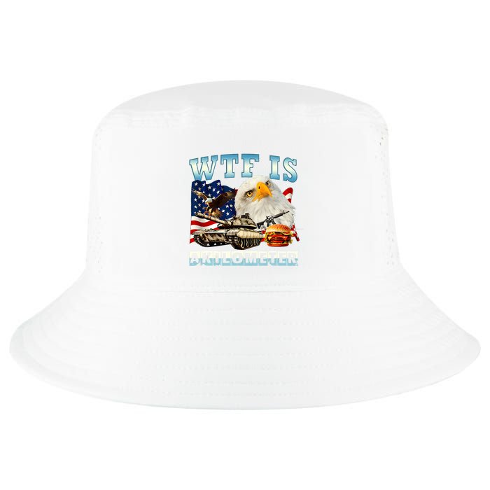 Wtf Is A Kilometer Eagle Badge American Funny 4th Of July Cool Comfort Performance Bucket Hat