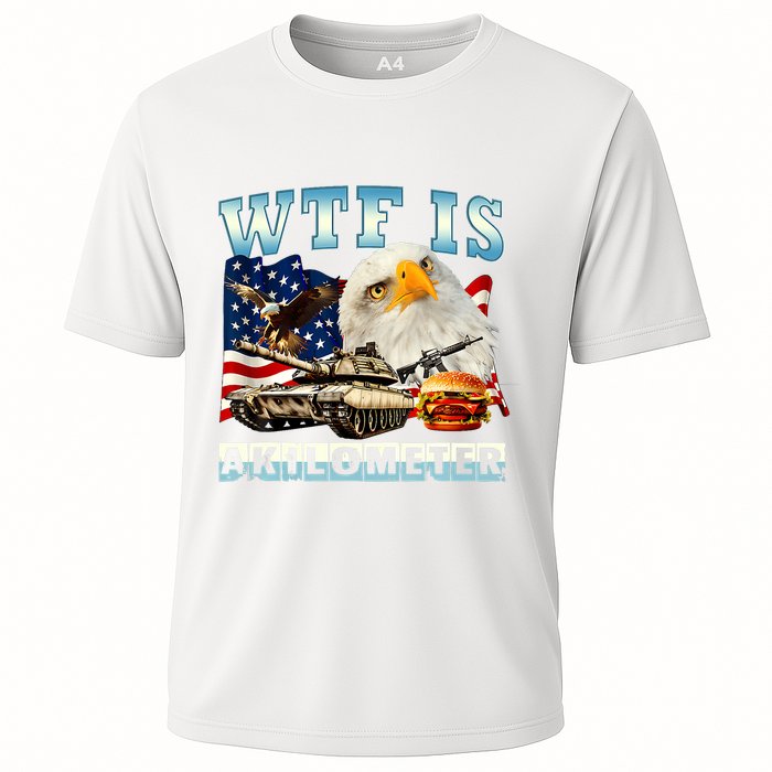 Wtf Is A Kilometer Eagle Badge American Funny 4th Of July Performance Shirt