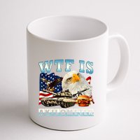 Wtf Is A Kilometer Eagle Badge American Funny 4th Of July Mug