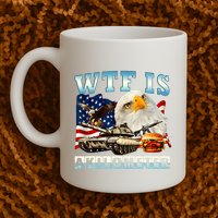 Wtf Is A Kilometer Eagle Badge American Funny 4th Of July Mug