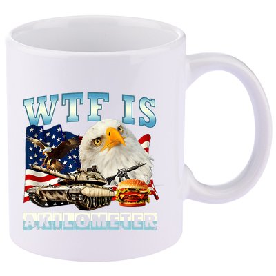Wtf Is A Kilometer Eagle Badge American Funny 4th Of July 11oz C Handle Ceramic Mug