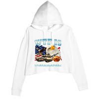 Wtf Is A Kilometer Eagle Badge American Funny 4th Of July Crop Fleece Hoodie
