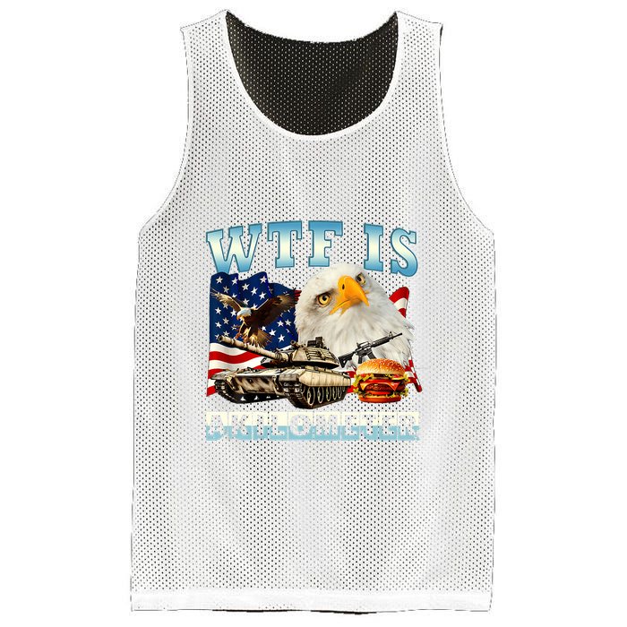 Wtf Is A Kilometer Eagle Badge American Funny 4th Of July Mesh Reversible Basketball Jersey Tank