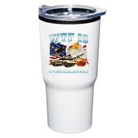 Wtf Is A Kilometer Eagle Badge American Funny 4th Of July Tumbler