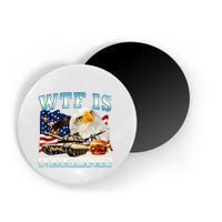 Wtf Is A Kilometer Eagle Badge American Funny 4th Of July Magnet