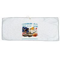 Wtf Is A Kilometer Eagle Badge American Funny 4th Of July Large Microfiber Waffle Golf Towel