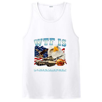 Wtf Is A Kilometer Eagle Badge American Funny 4th Of July PosiCharge Competitor Tank