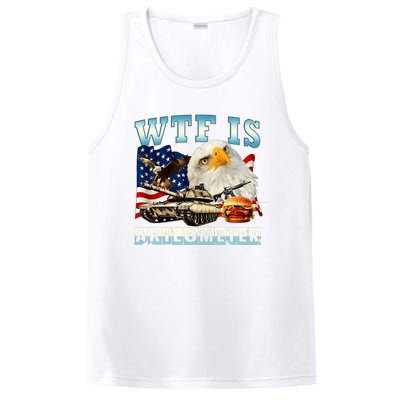 Wtf Is A Kilometer Eagle Badge American Funny 4th Of July PosiCharge Competitor Tank