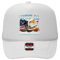 Wtf Is A Kilometer Eagle Badge American Funny 4th Of July Trucker Hat