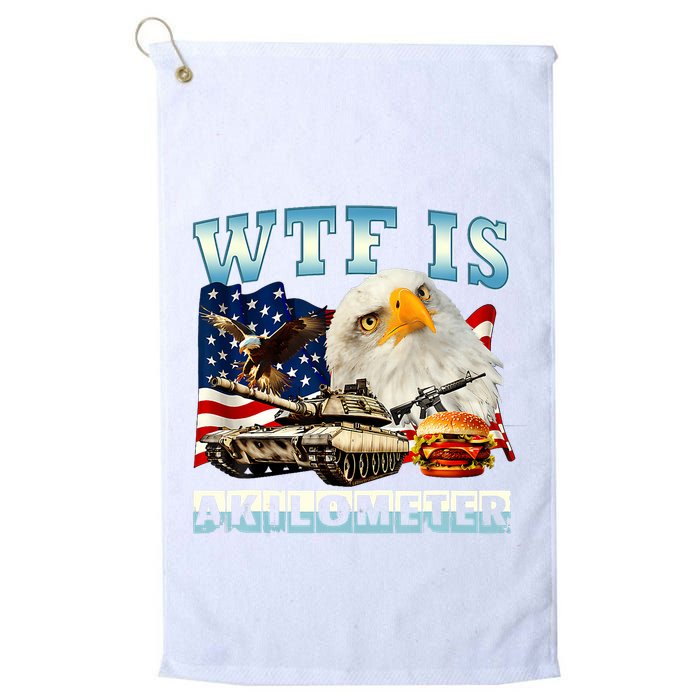 Wtf Is A Kilometer Eagle Badge American Funny 4th Of July Golf Towel