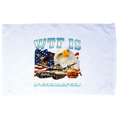 Wtf Is A Kilometer Eagle Badge American Funny 4th Of July Microfiber Hand Towel